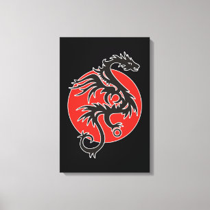 Dragon Sun - black red white + your ideas Canvas Print
