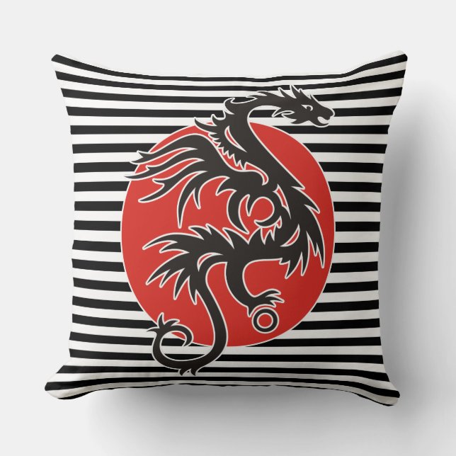 Dragon Sun - black red white + your ideas Cushion (Front)