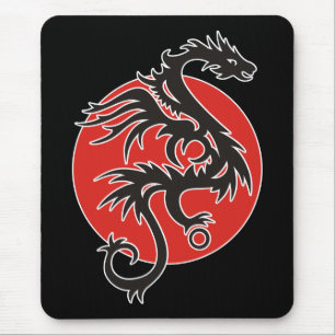Dragon Sun - black red white + your ideas Mouse Mat