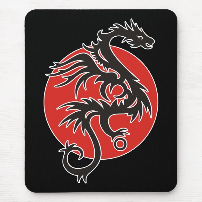 Dragon Sun - black red white + your ideas Mouse Mat (Front)