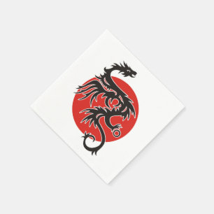 Dragon Sun - black red white + your ideas Napkin