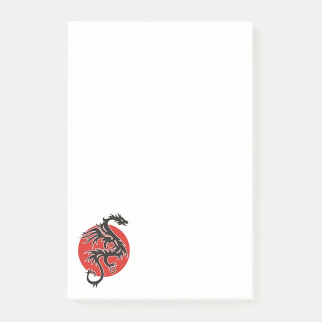 Dragon Sun - black red white + your ideas Post-it Notes (Front)