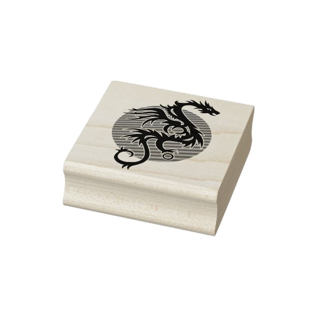 Dragon Sun left - black red white + your ideas Rubber Stamp (Stamp)