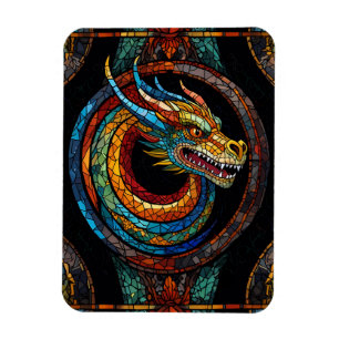 Dragon Swirl in multi coloured mosaic design Magnet