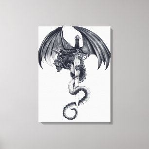 Dragon & Sword Stretched Canvas Print