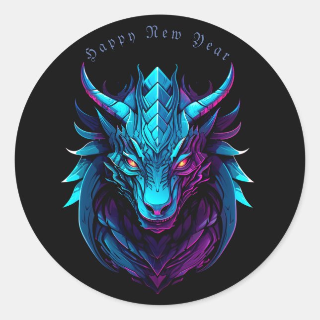 Dragon symbol, personalised classic round sticker (Front)
