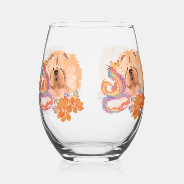 DRAGON TALES Chow Stemless wine glass (Front)