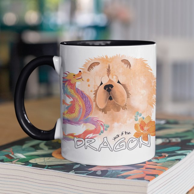 DRAGON-TALEZ CHOW Year of the Dragon Mug (CHOOSE FROM MANY STYLES AND COLOR ACCENTS)