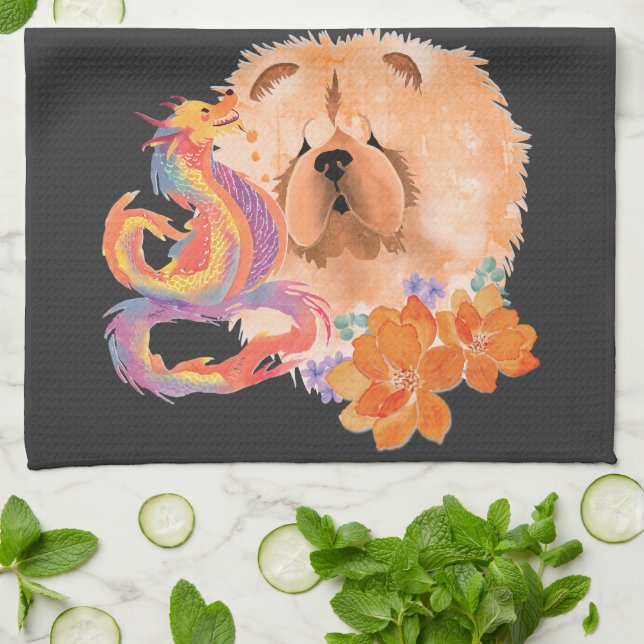 DRAGON-TALEZ CHOW Year of the Dragon Tea Towel (Folded)