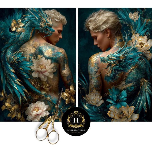 Dragon Tattooed Duo Fantasy Decoupage Tissue Paper (Creator Uploaded)