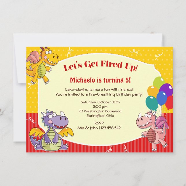 Dragon Theme Birthday Invitation (Front)