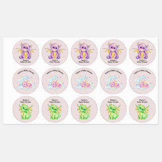Dragon Themed Baby Shower Labels