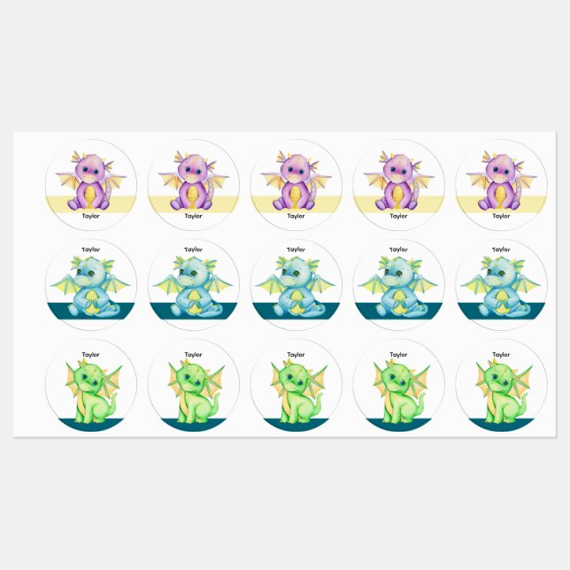 Dragon Themed Back To School Name Labels (Sheet)