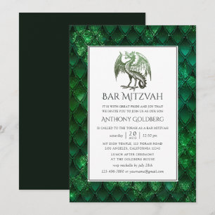Dragon themed Bar Mitzvah Invitation