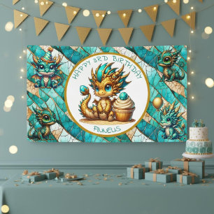 Dragon Themed Personalized Happy Birthday Banner