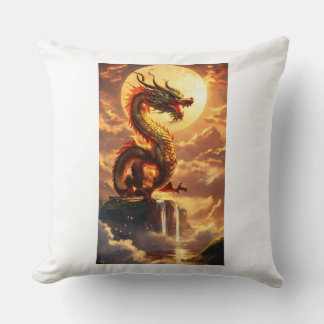 "Dragon Throw Pillow: Mythical Elegance for Your S Cushion