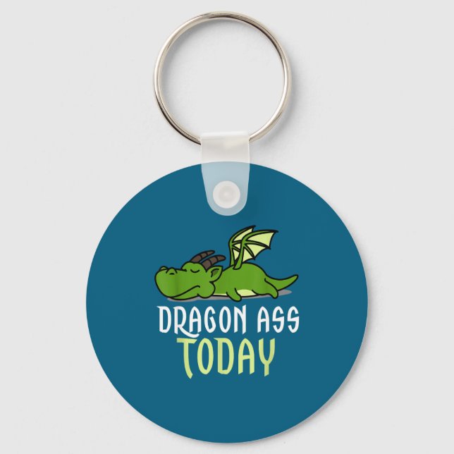 Dragon Today _ Dragging _ Lazy _ Funny Novelty _ G Key Ring (Front)