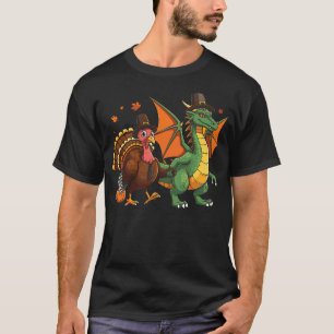 Dragon Turkey pilgrim thanksgiving pumpkin kids bo T-Shirt
