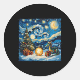 Dragon Van Gogh Style Starry Night Christmas Winte Classic Round Sticker