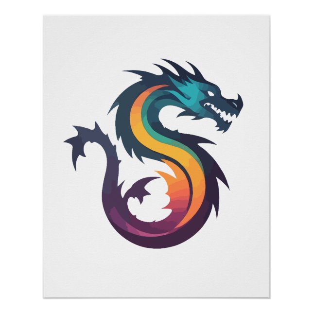 Dragon Vector Art Animal Modern Urban City Graphic Poster (Front)
