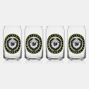 Dragon Viking Rune Protection Can Glass