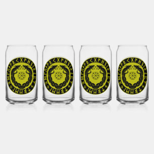 Dragon Viking Rune Protection Can Glass