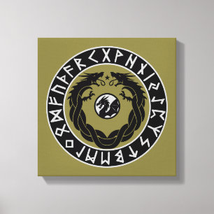 Dragon Viking Rune Protection Canvas Print
