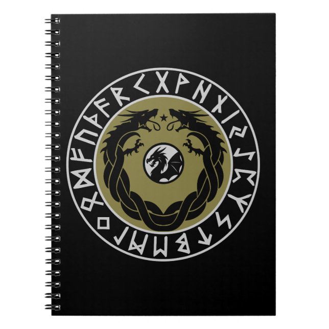 Dragon Viking Rune Protection Notebook (Front)