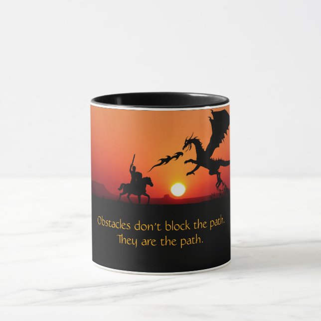 Dragon vs Knight Inspirational Motivational Coffee Mug (Center)