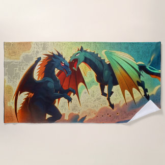 Dragon vs Pegasus  Beach Towel