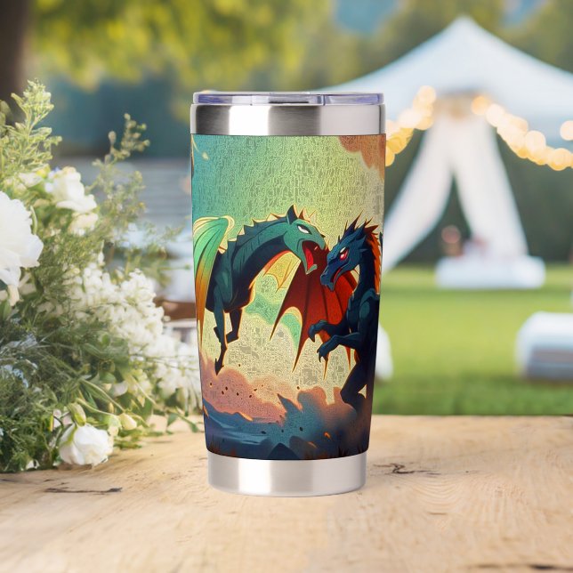 Dragon vs Pegasus - Fantasy Art Insulated Tumbler (Wedding (Rotated))