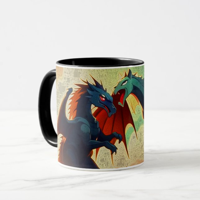 Dragon vs Pegasus - Fantasy Art Mug (Front Left)