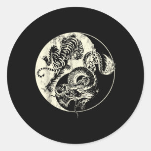 Dragon Vs Tiger Tattoo! Yin And Yang Beast Fight  Classic Round Sticker