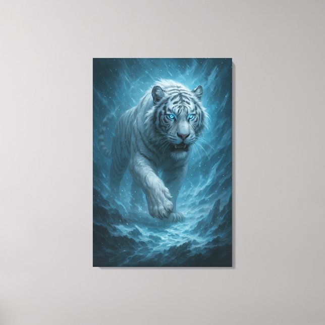 Dragon vs White Tiger – Mystical Fantasy Wall Art  (Front)