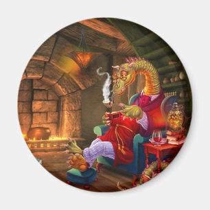 Dragon Warm By The Fire Magnet