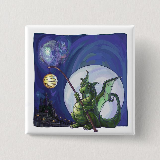 Dragon Watch Art 15 Cm Square Badge (Front)