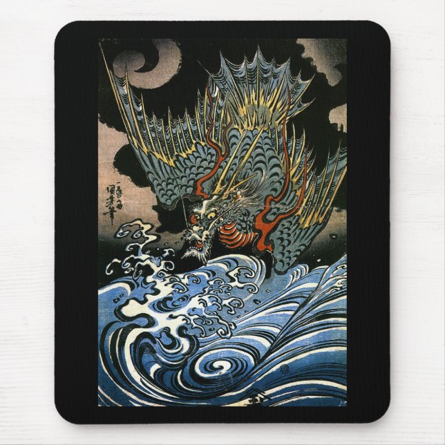 Dragon & Water Spirit Kuniyoshi Japanese Fine Art Mouse Mat (Front)