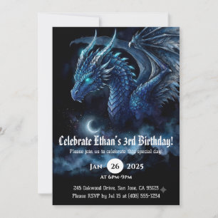 Dragon Watercolor Birthday Invitation