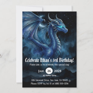 Dragon Watercolor Birthday Invitation