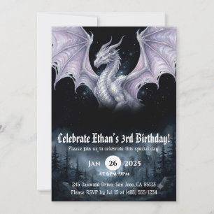 Dragon Watercolor Birthday Invitation