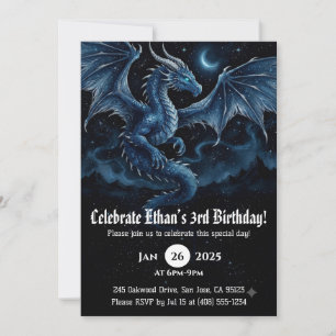 Dragon Watercolor Birthday Invitation