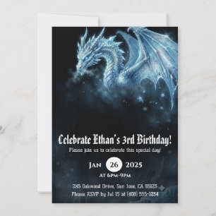 Dragon Watercolor Birthday Invitation