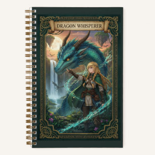Dragon Whisperer Anime Girl & Blue Dragon Fantasy Notebook