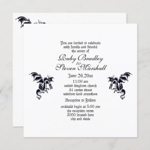 Dragon White Fantasy Wedding Theme Invitation
