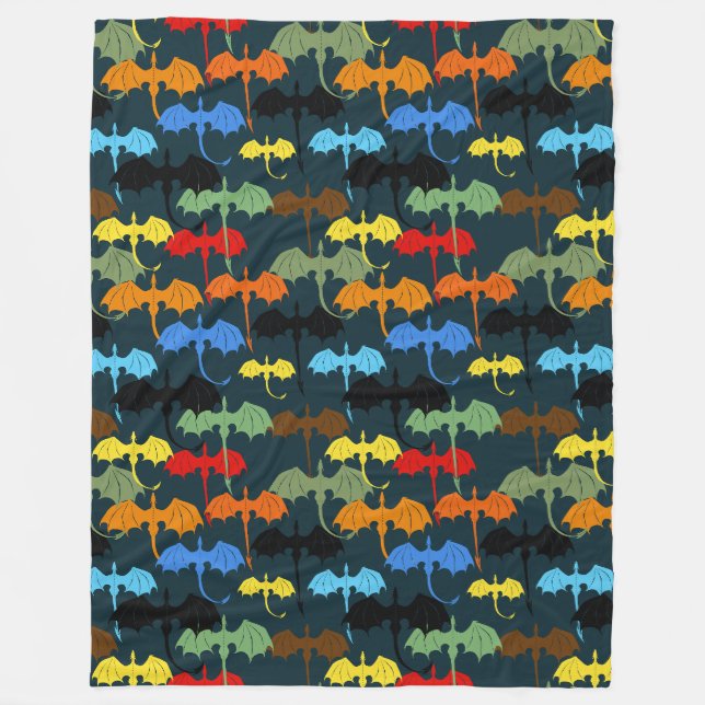 Dragon Wing Blue Flight Fantasy Fleece Blanket (Front)