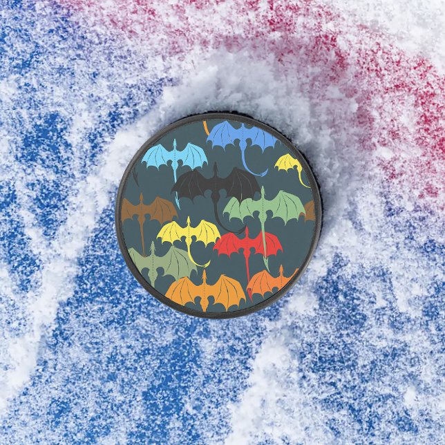  Dragon Wing Blue Flight Fantasy Hockey Puck (Creator Uploaded)