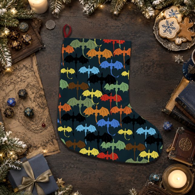  Dragon Wing Blue Flight Fantasy Large Christmas Stocking (Creator Uploaded)
