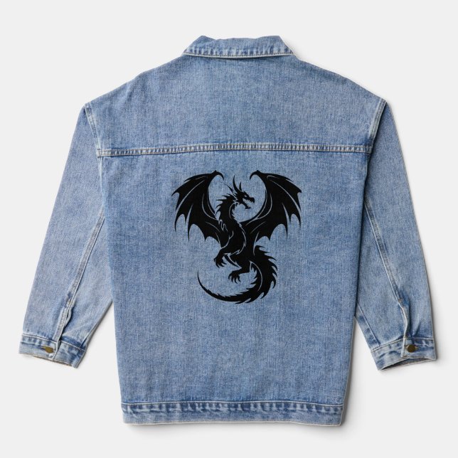 dragon with black colour denim jacket (Back)