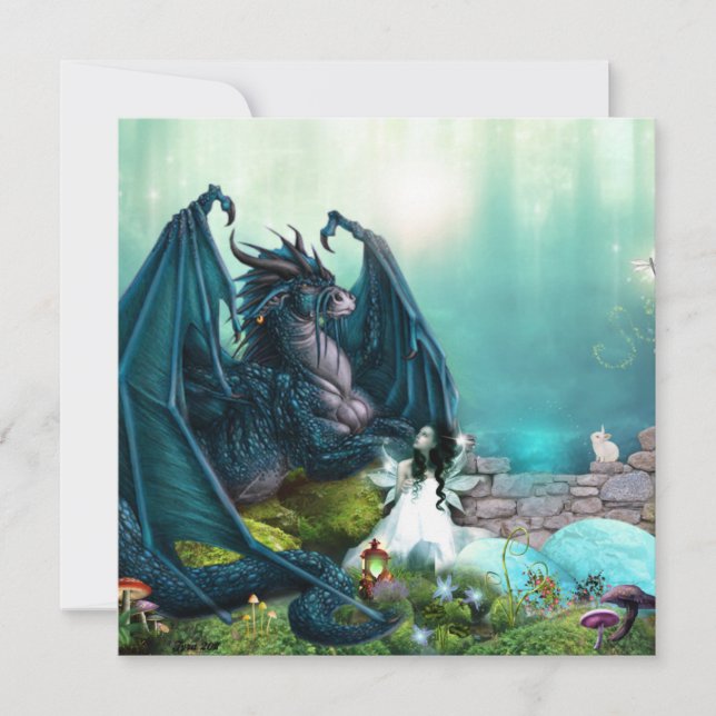 Dragon With Fairy Girl Card (Front)