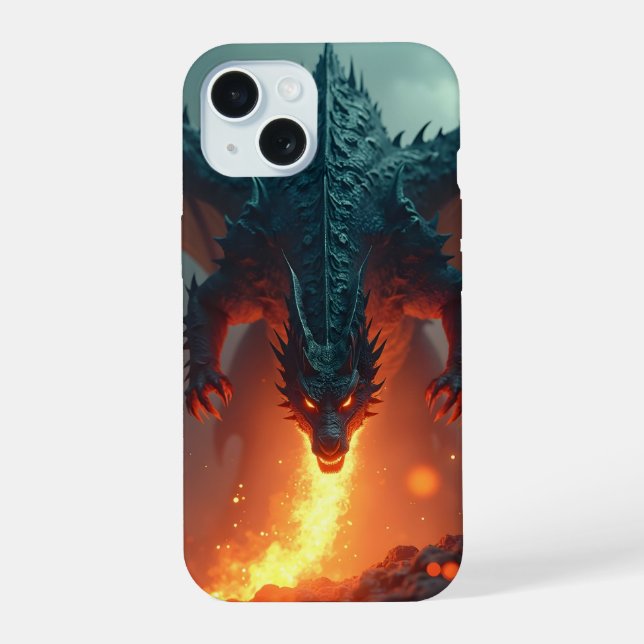 Dragon with Fire iPhone 15 Case (Back)